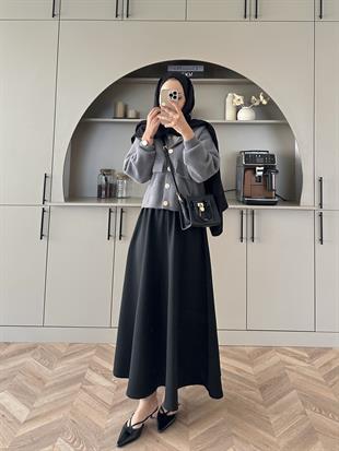 Scuba Kloş Kesim Etek Siyah