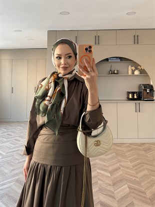 Seha Drepeli Bel Detaylı Etekli Takım Kahve (2017)