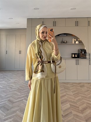 Seha Drape Bel Detaylı Etekli Takım ButterYellow (2017)