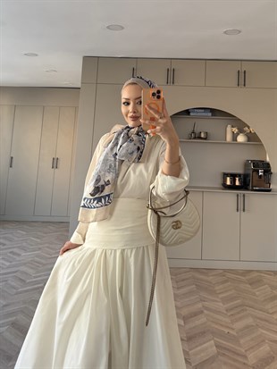 Seha Drapeli Bel Detaylı Etekli Takım Beyaz (2017)