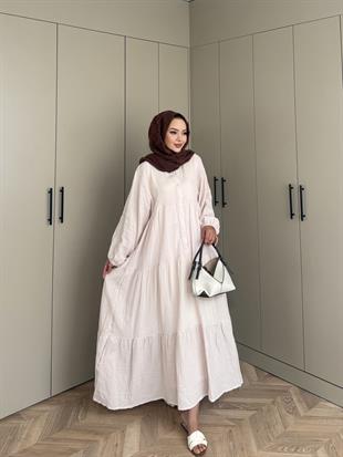 Selay Müslin Elbise Bej