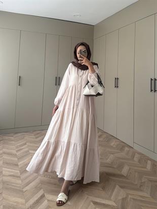 Selay Müslin Elbise Bej