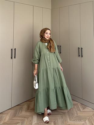 Selay Müslin Elbise Haki