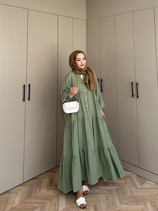 Selay Müslin Elbise Haki