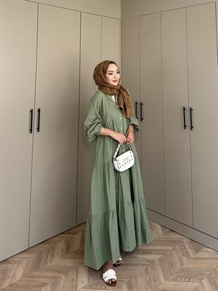 Selay Müslin Elbise Haki