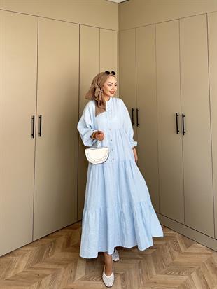 Selay Müslin Elbise Mavi