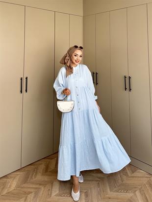 Selay Müslin Elbise Mavi