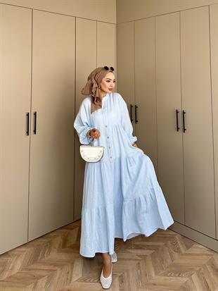 Selay Müslin Elbise Mavi