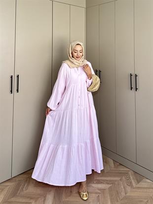 Selay Müslin Elbise Pembe