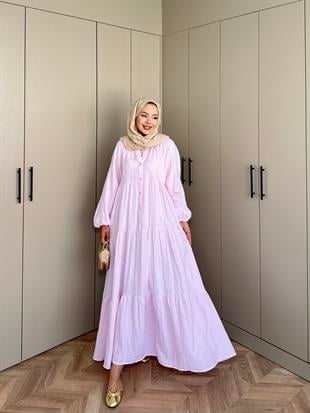 Selay Müslin Elbise Pembe