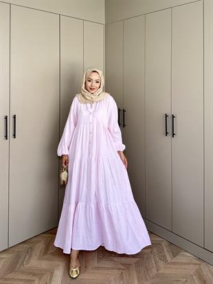 Selay Müslin Elbise Pembe