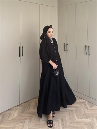 Selay Müslin Elbise Siyah