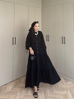 Selay Müslin Elbise Siyah