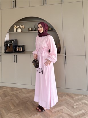 Selin Düğme Detaylı Elbise Pembe (2277)