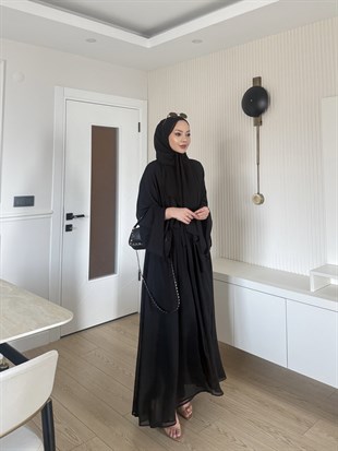 (ÖNSİPARİŞ) 10 iş günü sonra kargolanacaktır Sena Şallı Abaya Siyah (2000)