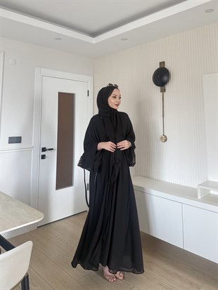 (ÖNSİPARİŞ) 10 iş günü sonra kargolanacaktır Sena Şallı Abaya Siyah (2000)