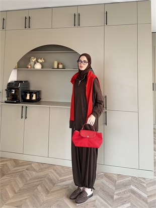 Sera Büzgülü Oysh Pantolonlu Takım Kahve (2371)
