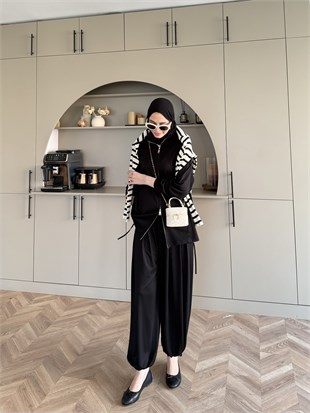 Sera Büzgülü Oysh Pantolonlu Takım Siyah (2371)