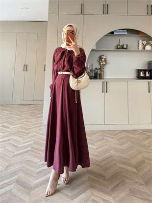 Erga Bağlamalı Tensel Etekli Takım Bordo (2382)