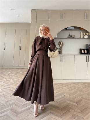 Erga Bağlamalı Tensel Etekli Takım Kahve (2382)