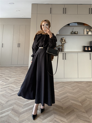 Erga Bağlamalı Tensel Etekli Takım Siyah (2382)