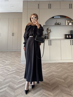 Erga Bağlamalı Tensel Etekli Takım Siyah (2382)