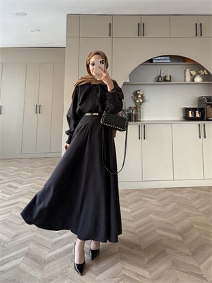 Erga Bağlamalı Tensel Etekli Takım Siyah (2382)