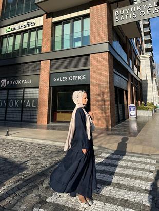 Seva Fırfırlı Elbise Lacivert