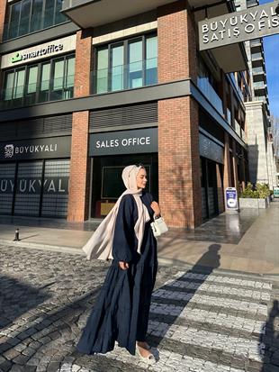 Seva Fırfırlı Elbise Lacivert