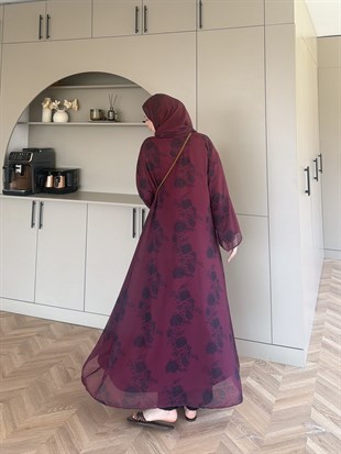 Sharm Şallı Kimono/Abaya Mürdüm (708)