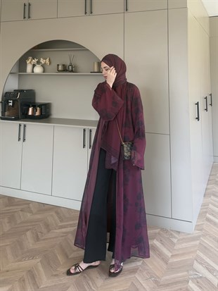 Sharm Şallı Kimono/Abaya Mürdüm (708)