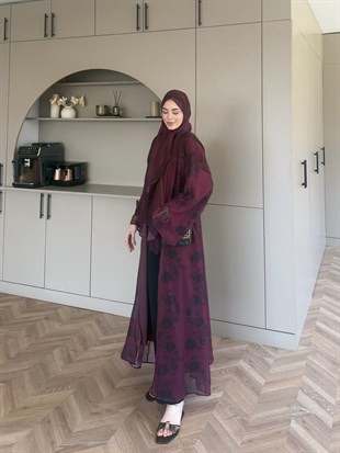 Sharm Şallı Kimono/Abaya Mürdüm (708)