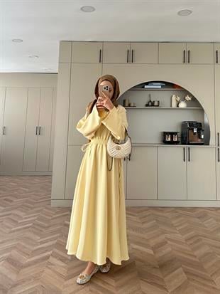 Shaw Büzgülü Elbise ButterYellow