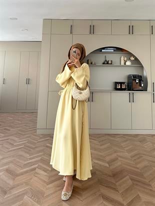 Shaw Büzgülü Elbise ButterYellow
