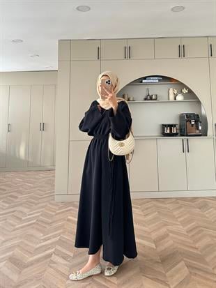 Shaw Büzgülü Elbise Lacivert