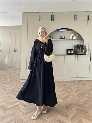 Shaw Büzgülü Elbise Lacivert