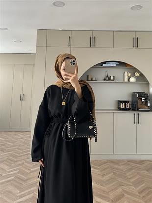 Shaw Büzgülü Elbise Siyah