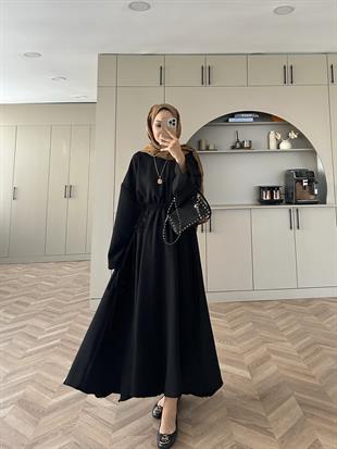 Shaw Büzgülü Elbise Siyah