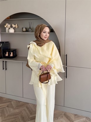Shırley Fırfırlı Pantolonlu Takım Butteryellow (8615)