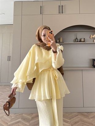 Shırley Fırfırlı Pantolonlu Takım Butteryellow (8615)