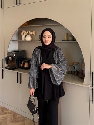 Sienna Fırfırlı Pantolonlu Takım Siyah (5786)