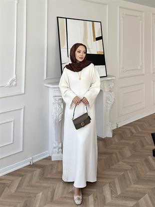 Siera Angora Elbise Ekru