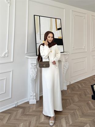 Siera Angora Elbise Ekru