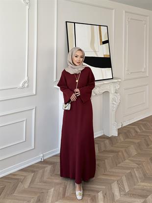 Siera Angora Elbise Bordo