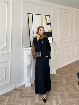 Siera Angora Elbise Siyah