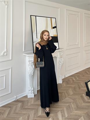 Siera Angora Elbise Siyah