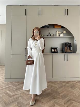 Şila Scuba Elbise Beyaz