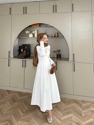 Şila Scuba Elbise Beyaz