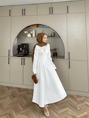 Şila Scuba Elbise Beyaz