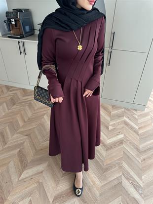 Şila Scuba Elbise Bordo